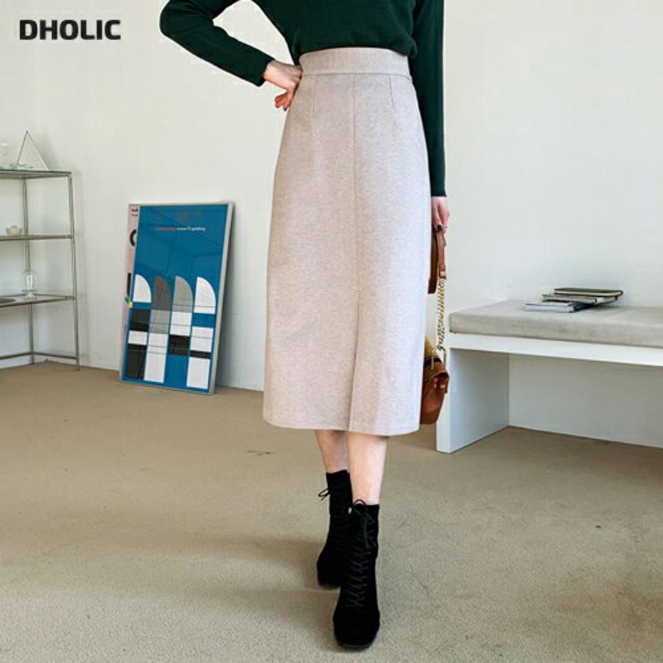 フロントスリットスカート・全2色・t62318 レディース 【sk】【韓国 ファッション ボトムス スカート ロング ロングカート Hライン フロントスリット ダーツ 上品 ハイウエスト フィット スリム バックゴム サイドジップ カジュアル 秋 冬】