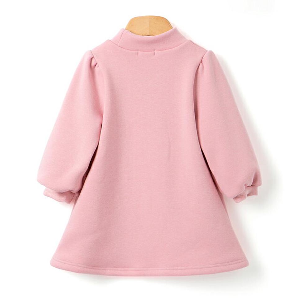 裏起毛ホワイトうさぎワンピース・p010706 キッズ 【3~8才】【ops】【韓国 ファッション ワンピース ミディ ミディアム ミドル 膝丈 ハーフネック 長袖 Aライン Tシャツ スウェット パッチ キッズ 子供 子供服 幼稚園 通学 通園 低学年 秋 冬】【KIDS】