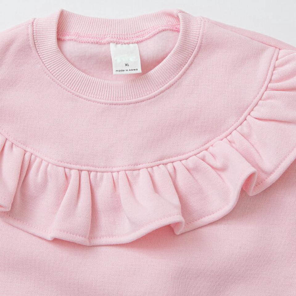 裏起毛フリルワンピース&レギンスSET・p010832 キッズ 【3~8才】【ops】【韓国 ファッション セット ワンピース ミディ ミディアム 膝丈 長袖 Tシャツ カットソー レギンス ロング 女の子 キッズ 子供 子供服 幼稚園 通学 通園 低学年 秋 冬】【KIDS】