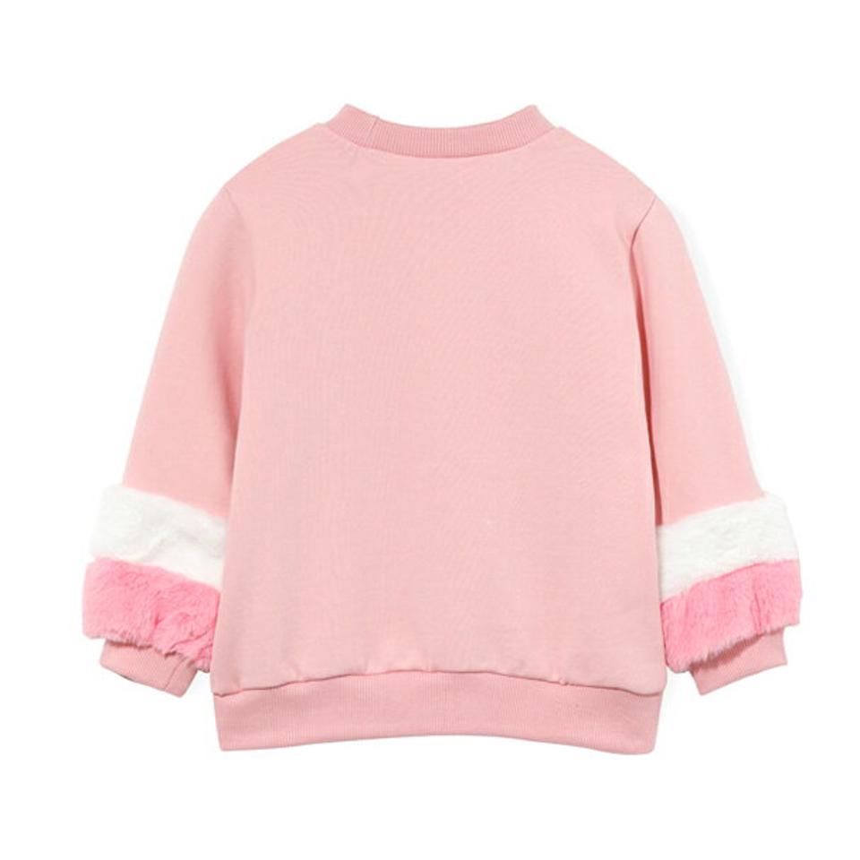 裏起毛ファー配色ボアプリントスウェット・p010709 キッズ 【3~8才】【tops】【韓国 ファッション トップス スウェット トレーナー カットソー Tシャツ パッチ アニマル 女の子 男の子 バンビ キッズ 子供服 幼稚園 通学 通園 低学年 秋 冬】【KIDS】
