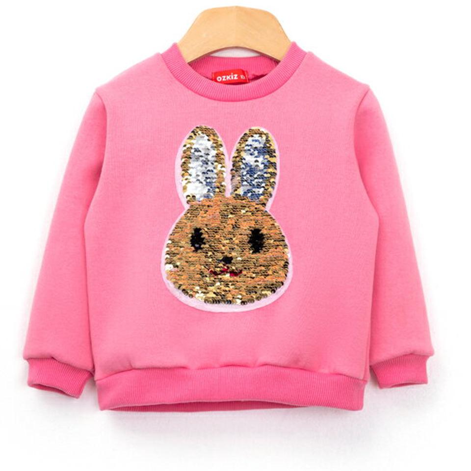 裏起毛スパンコールうさぎスウェット・p010710 キッズ 【3~8才】【tops】【韓国 ファッション トップス スウェット トレーナー カットソー Tシャツ パッチ アニマル 女の子 男の子 ウサギ キッズ 子供 子供服 幼稚園 通学 通園 低学年 秋 冬】【KIDS】
