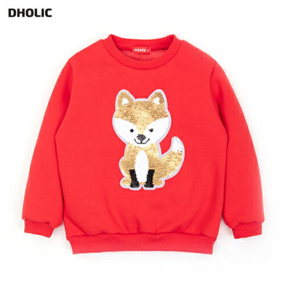 裏起毛スパンコールドックスウェット・p010809 キッズ 【3~8才】【tops】【韓国 ファッション トップス スウェット トレーナー カットソー Tシャツ パッチ アニマル 女の子 男の子 いぬ 犬 キッズ 子供 子供服 幼稚園 通学 通園 低学年 秋 冬】【KIDS】