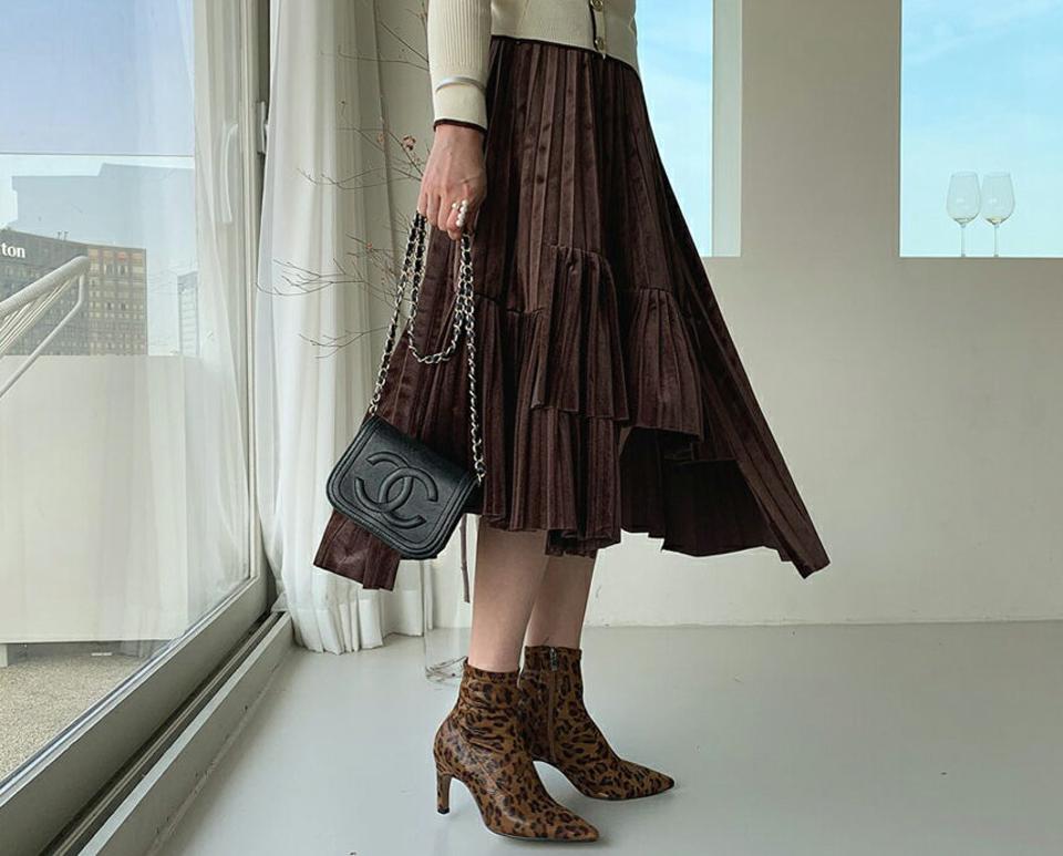 ベロアアンバランススカート・全2色・e66173 レディース 【sk】 スカート ロング ロングスカート アンバランス ベロア プリーツ プリーツスカート 上品 大人 ウエストゴム 秋 冬 韓国 ファッション ハイホリHIHOLLI