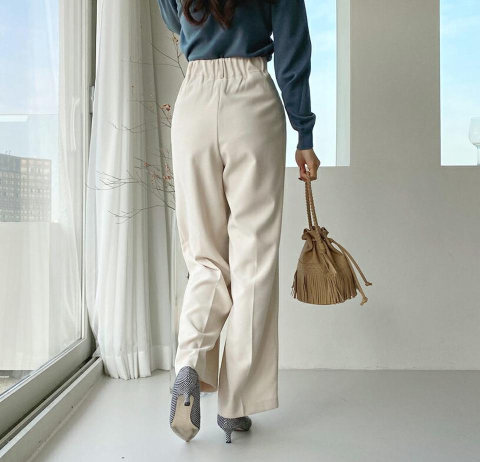 タックワイドスラックス・全2色・t66172 レディース 【pt】【スラックス パンツ ズボン ロングパンツ 長ズボン ワイドスラックス ワイド 単色 無地 シンプル 大人 きれいめ オフィスカジュアル タック 秋 冬 韓国 ファッション】【ハイホリHIHOLLI】