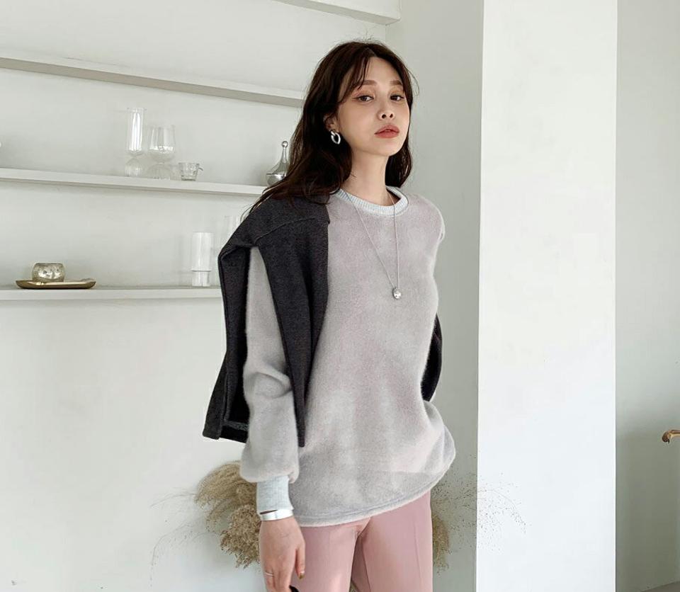 ソフトグリッターヘムニット・全2色・b66156 レディース 【tops】【トップス ニット ニットトップス 長袖 グリッター ラメ ソフト 単色 無地 シンプル カジュアル 秋 冬 韓国 ファッション】【ハイホリHIHOLLI】