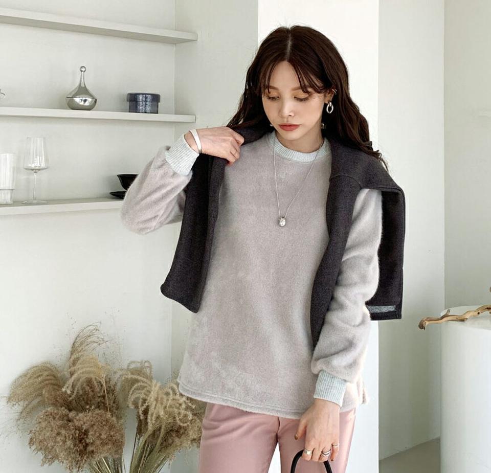 ソフトグリッターヘムニット・全2色・b66156 レディース 【tops】【トップス ニット ニットトップス 長袖 グリッター ラメ ソフト 単色 無地 シンプル カジュアル 秋 冬 韓国 ファッション】【ハイホリHIHOLLI】