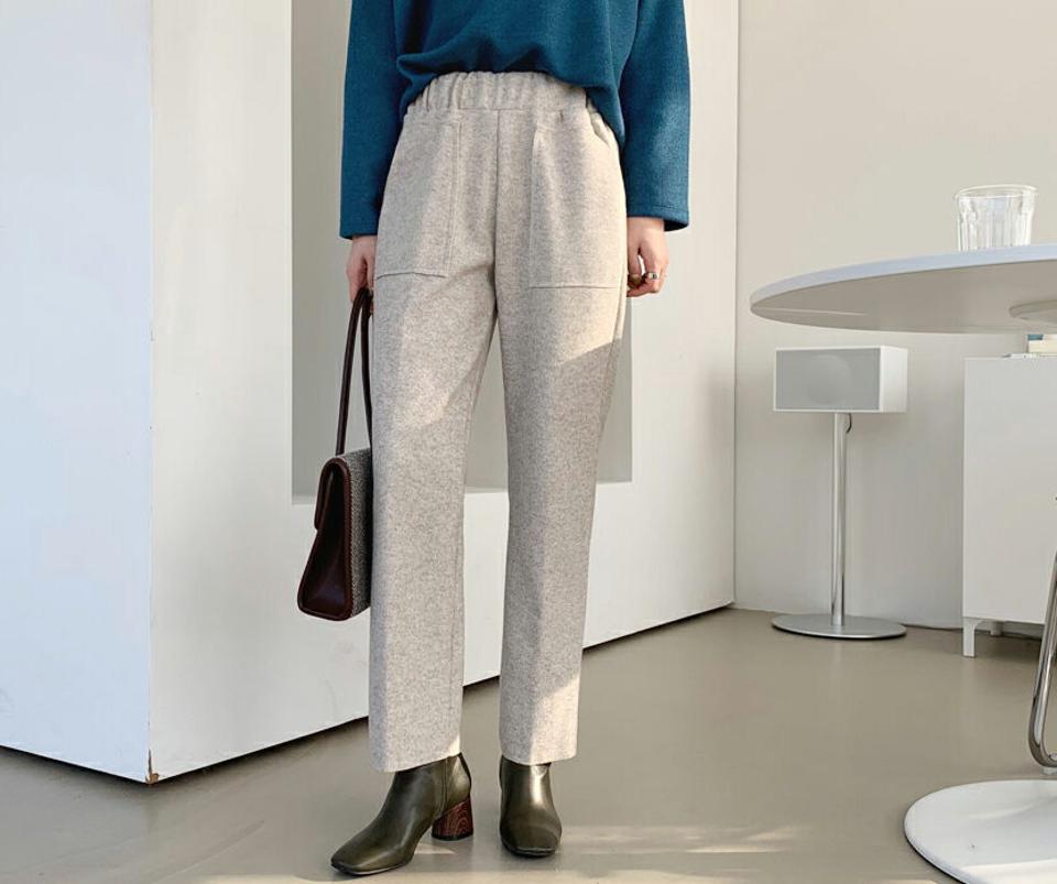 ストレッチポケットパンツ・全3色・b66170 レディース 【pt】【パンツ ズボン ロングパンツ 単色 シンプル カジュアル ウエストゴム ストレートパンツ ラフ 秋 冬 韓国 ファッション】【ハイホリHIHOLLI】