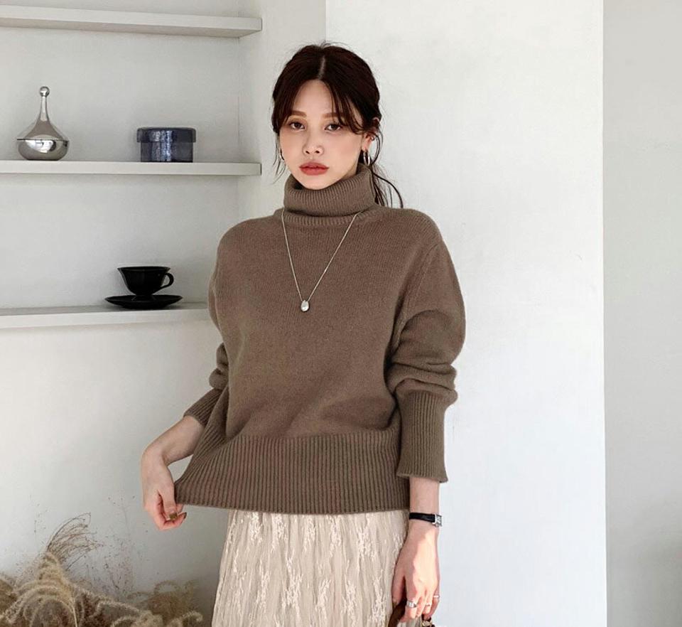 タートルネックニット・全3色・b66159 レディース 【tops】【トップス ニット ニットトップス 長袖 タートルネック タートル 単色 無地 シンプル ベーシック カジュアル ウール 秋 冬 韓国 ファッション】【ハイホリHIHOLLI】