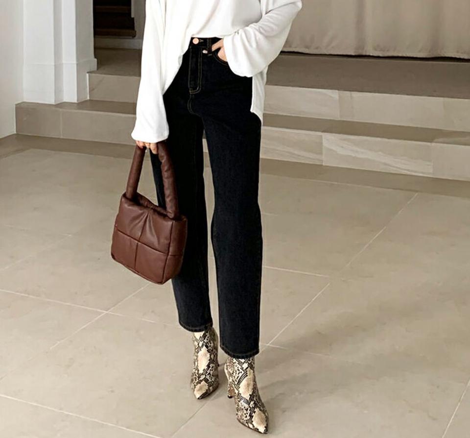 スリムテーパードデニムパンツ・全1色・t64727 レディース 【pt】【韓国 ファッション ボトムス パンツ ロング ロングパンツ デニムパンツ スリム テーパード デニム パンツ ボーイッシュ ステッチ ファスナー ポケット ベルトループ カジュアル 秋 冬】