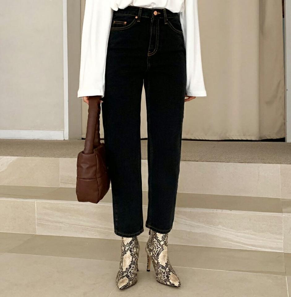 スリムテーパードデニムパンツ・全1色・t64727 レディース 【pt】【韓国 ファッション ボトムス パンツ ロング ロングパンツ デニムパンツ スリム テーパード デニム パンツ ボーイッシュ ステッチ ファスナー ポケット ベルトループ カジュアル 秋 冬】