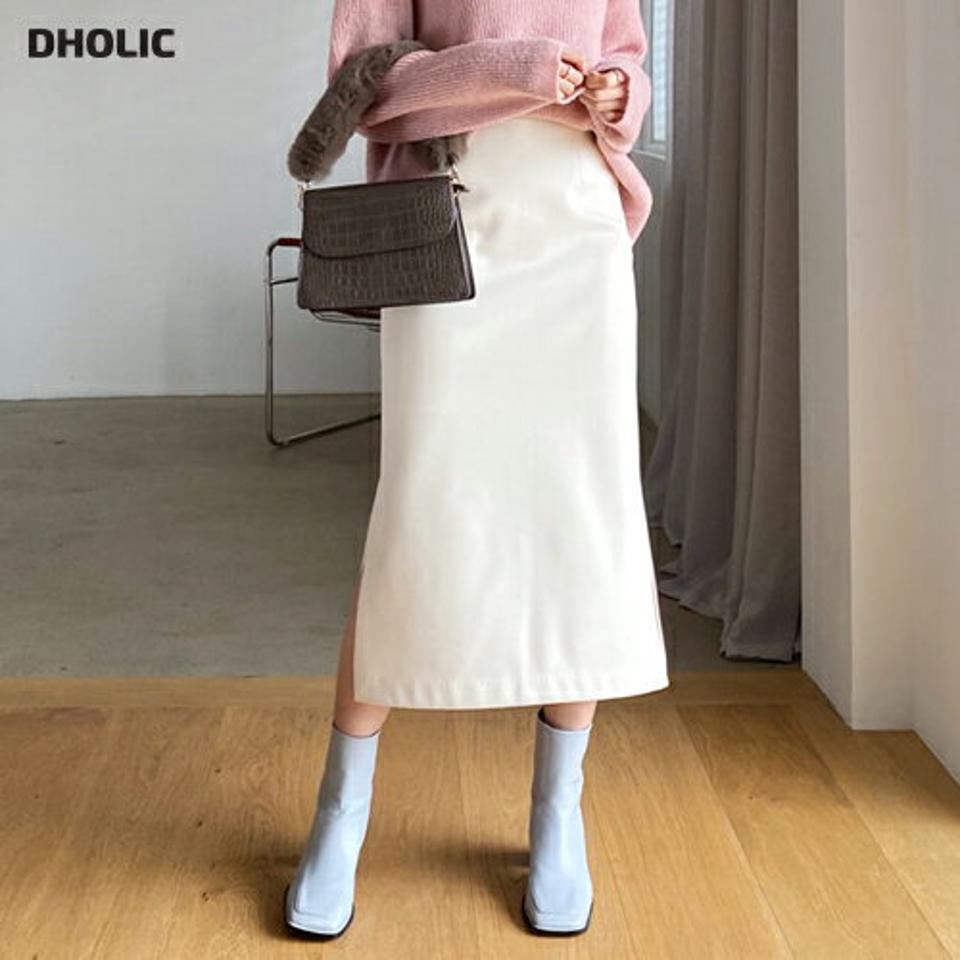 サイドスリットスカート・全2色・t64759 レディース 【sk】【韓国 ファッション ボトムス スカート ロング ロングスカート サイドスリット やわらかい ダーツ 上品 オフィス お仕事 スリム フィット 体型カバー カジュアル 秋 冬】