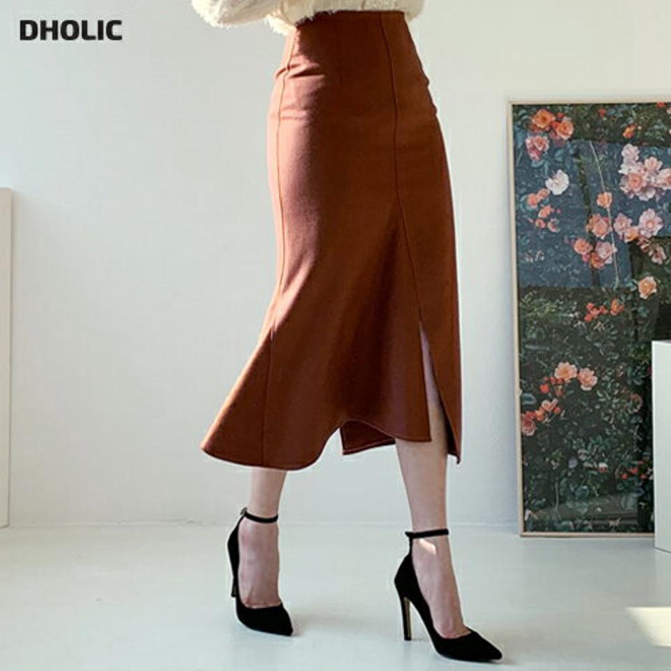 スリットマーメイドスカート・全5色・b62320 レディース 【sk】【韓国 ファッション ボトムス スカート ミディ ミディスカート マーメイド バックファスナー スリット入り 上品 ハイウエスト フィット スリム カジュアル 秋 冬】