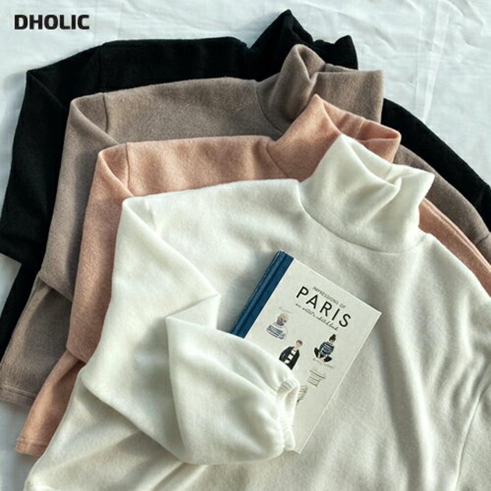 起毛ハイネックTシャツ・全4色・t62336 レディース 【tops】【韓国 ファッション トップス Tシャツ 長袖 ハイネック やわらかい 起毛 ルーズ ゆったり ゴム 無地 ベーシック デイリー カジュアル カジュアル 秋 冬】
