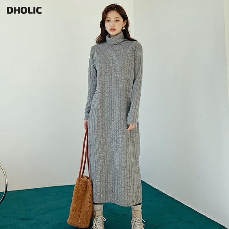 タートルリブワンピース・全3色・b65986 レディース 【ops】【ワンピース ロング ロングワンピース 長袖 リブ リブワンピース タートルネック タートル ハイネック カジュアル 大人 秋 冬 韓国 ファッション】【ハイホリHIHOLLI】