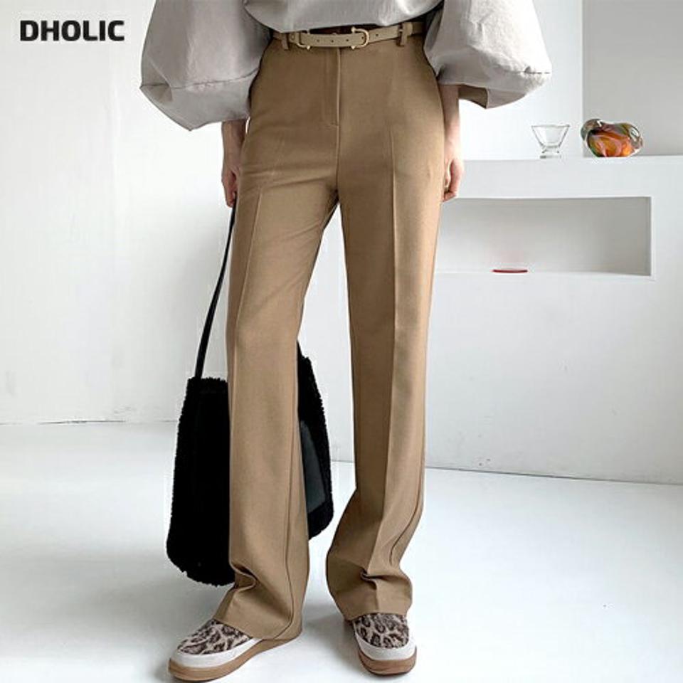 ハイウエストスラックス・全2色・t66102 レディース 【pt】【スラックス パンツ ズボン ロングパンツ ハイウエスト 単色 無地 シンプル 大人 きれいめ ストレート 秋 冬 韓国 ファッション】【ハイホリHIHOLLI】