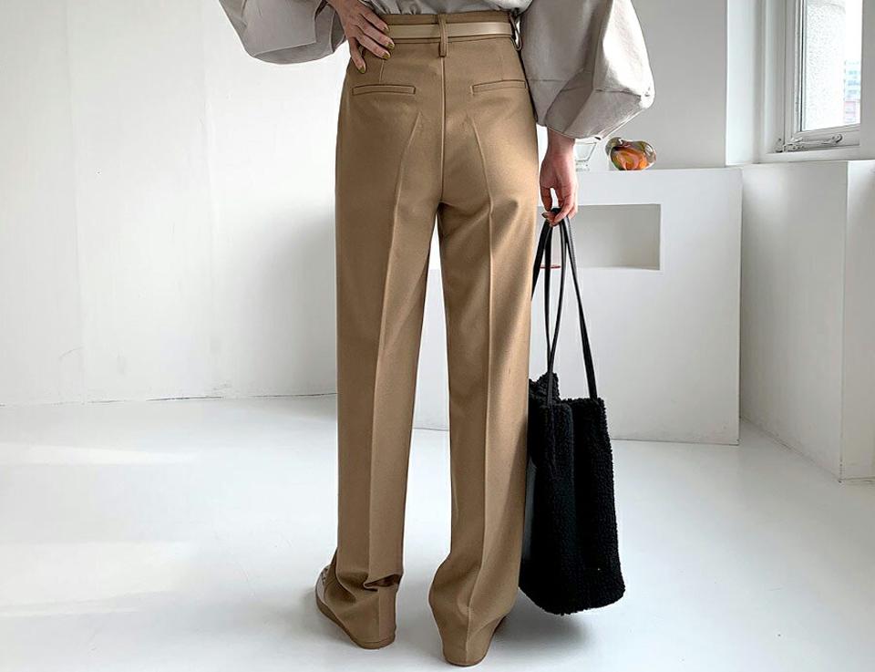 ハイウエストスラックス・全2色・t66102 レディース 【pt】【スラックス パンツ ズボン ロングパンツ ハイウエスト 単色 無地 シンプル 大人 きれいめ ストレート 秋 冬 韓国 ファッション】【ハイホリHIHOLLI】