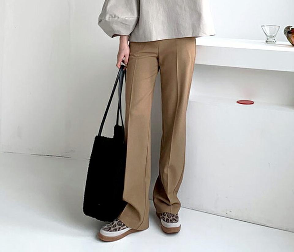 ハイウエストスラックス・全2色・t66102 レディース 【pt】【スラックス パンツ ズボン ロングパンツ ハイウエスト 単色 無地 シンプル 大人 きれいめ ストレート 秋 冬 韓国 ファッション】【ハイホリHIHOLLI】