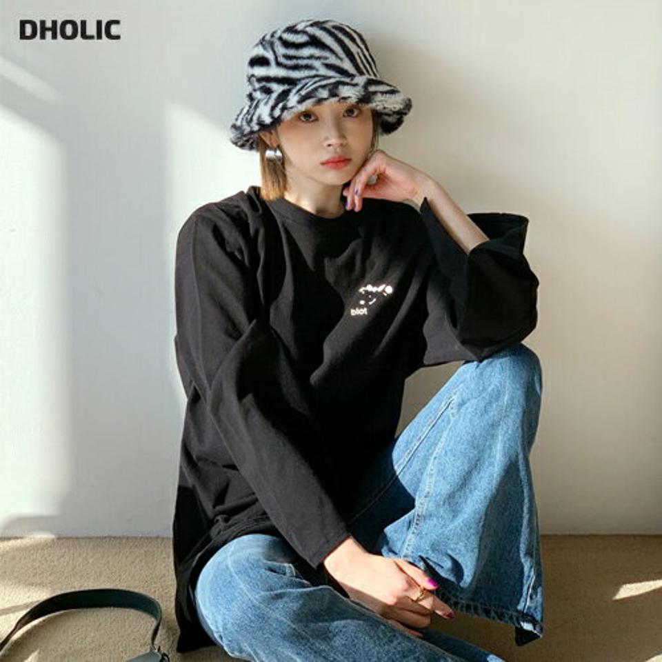blotプリントTシャツ・全2色・t62295 レディース 【tops】【韓国 ファッション トップス Tシャツ ラウンドネック 長袖 プリント ロングスリーブ プリント サイドスリット デイリー おしゃれ カジュアル 秋 冬】