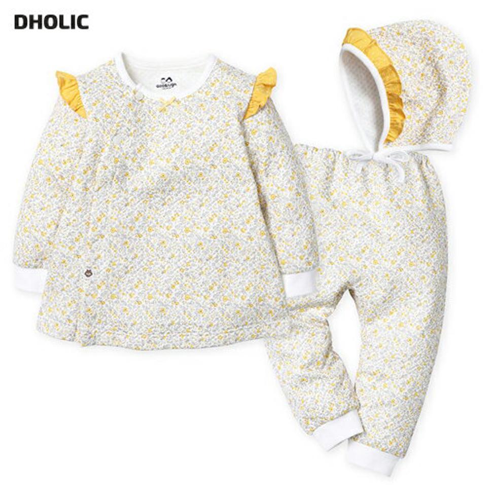 【キッズ30%OFF】帽子付フリルラインパターン上下SET p006773 キッズ 【0~2才】【SET】【韓国 ファッション セットアップ Tシャツ 長袖 フリル パンツ ロングパンツ 花柄 女の子 新生児キッズ 子供 子供用 ベビー 赤ちゃん ベビー用 赤ちゃん用 出産祝い 秋 冬】【KIDS】