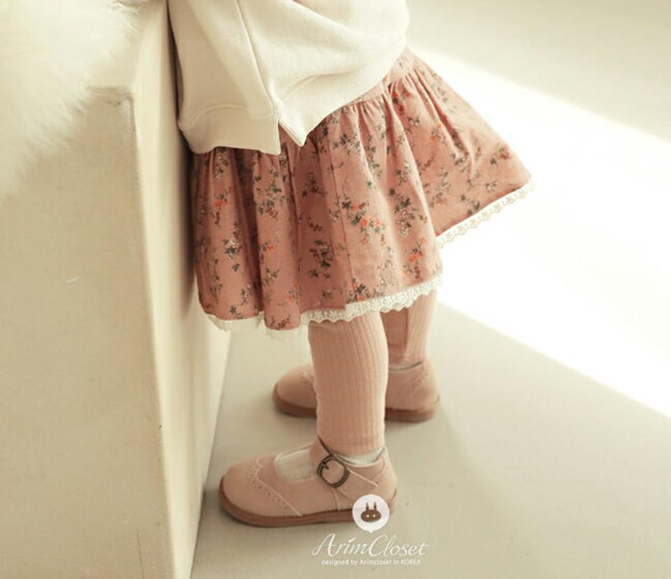 レースヘム花柄スカート p008590 キッズ 【0~2才】【sk】【韓国 ファッション ボトムス スカート フレア Aライン パターン 柄 撮影 お出かけ 女の子キッズ 子供 子供用 ベビー 赤ちゃん ベビー用 赤ちゃん用 出産祝い 秋 冬】【KIDS】