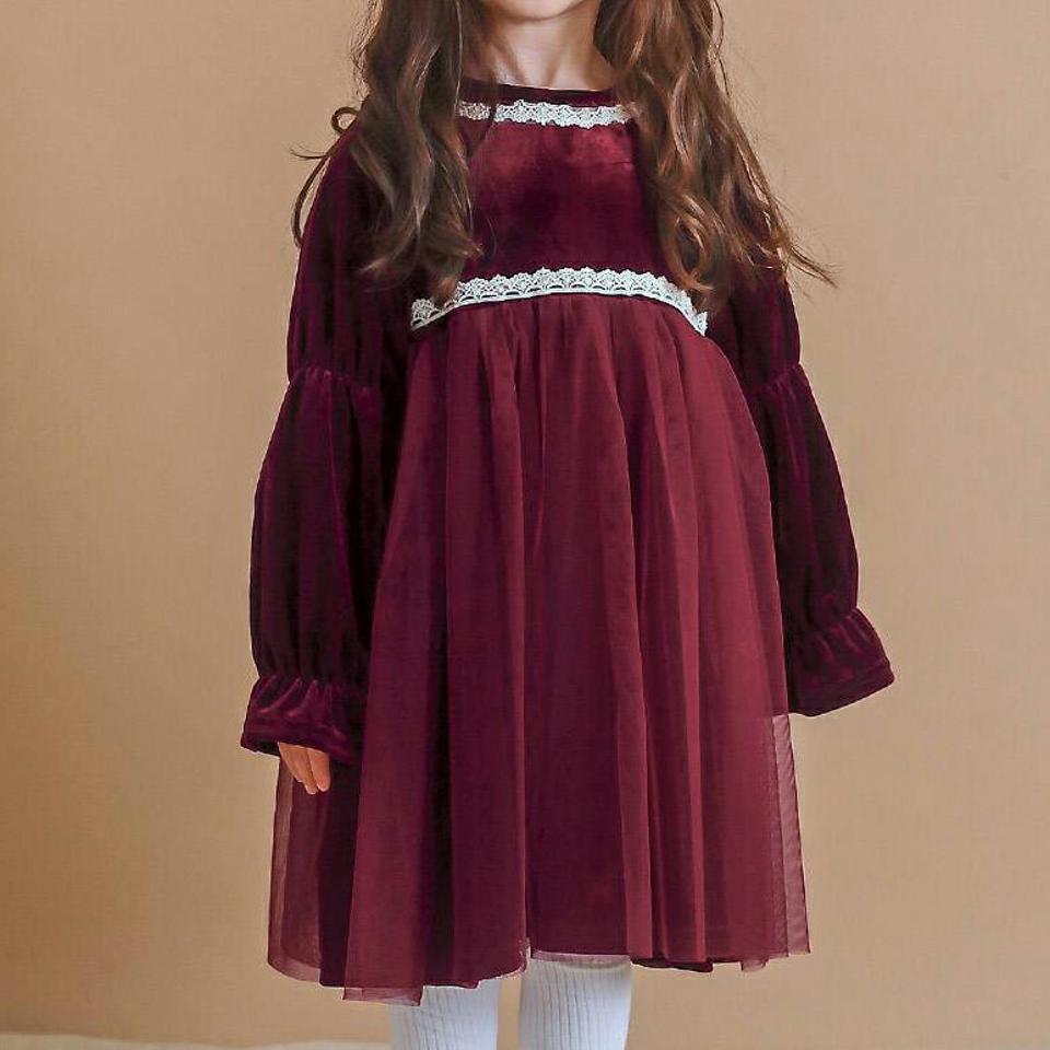 【キッズ30%OFF】ベルベット調チュールワンピース&タイツSET・p010649 キッズ【3~8才】【ops】【ワンピース ミディ丈 ミディワンピース チュール チュールワンピース ベルベット タイツ 白タイ 女の子 秋 冬 上品 韓国 韓国子供服 子供 こども 子供服 こども服】【KIDS】