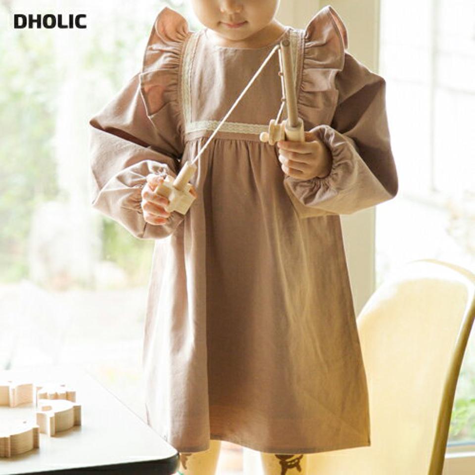 レースフリルワンピース p008593 キッズ 【0~2才】【ops】【韓国 ファッション ワンピース ロング フレア Aライン 長袖 パフスリーブ ぼわん袖 ボリューム袖 女の子キッズ 子供 子供用 ベビー 赤ちゃん ベビー用 赤ちゃん用 出産祝い 秋 冬】【KIDS】