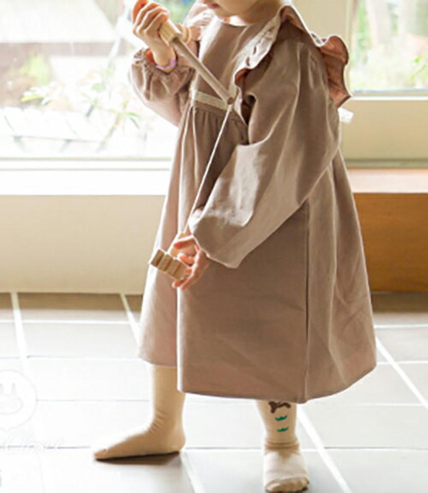 レースフリルワンピース p008593 キッズ 【0~2才】【ops】【韓国 ファッション ワンピース ロング フレア Aライン 長袖 パフスリーブ ぼわん袖 ボリューム袖 女の子キッズ 子供 子供用 ベビー 赤ちゃん ベビー用 赤ちゃん用 出産祝い 秋 冬】【KIDS】