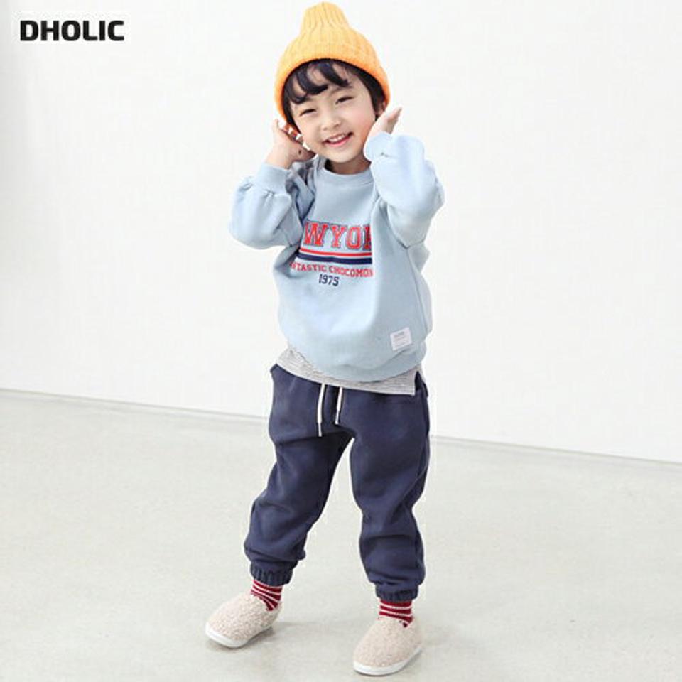 両起毛NEWYORKレタリングスウェット上下SET・p010615 キッズ【3~8才】【set】【セット set トップス 長袖 トレーナー スウェット パンツ ズボン ロングパンツ 長ズボン ロゴ 裏起毛 起毛 女の子 男の子 冬 韓国 韓国子供服 子供服 こども服】【KIDS】