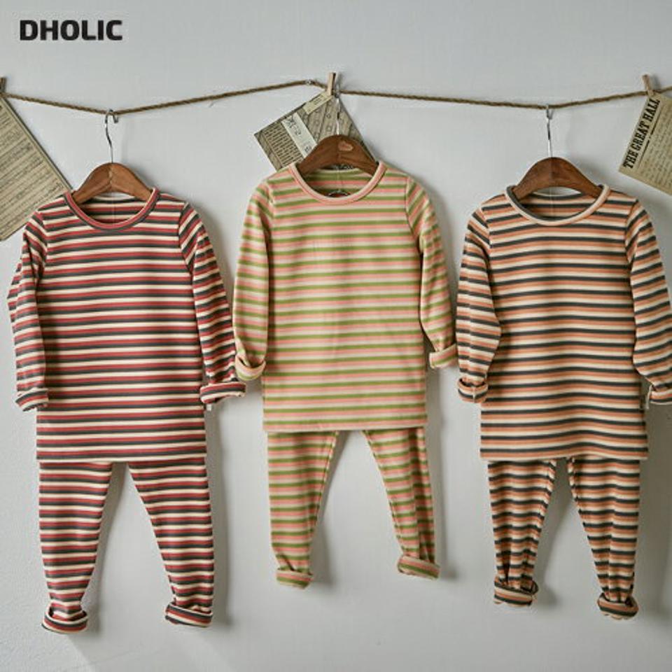 ミックスボーダールームウェア上下SET(junior)・u10670 キッズ【9~17才】【uw】【部屋着 パジャマ トップス 長袖 パンツ ズボン ロングパンツ 長ズボン ボーダー柄 カジュアル 女の子 男の子 韓国 韓国子供服 子供 こども 子供服 こども服】【KIDS】