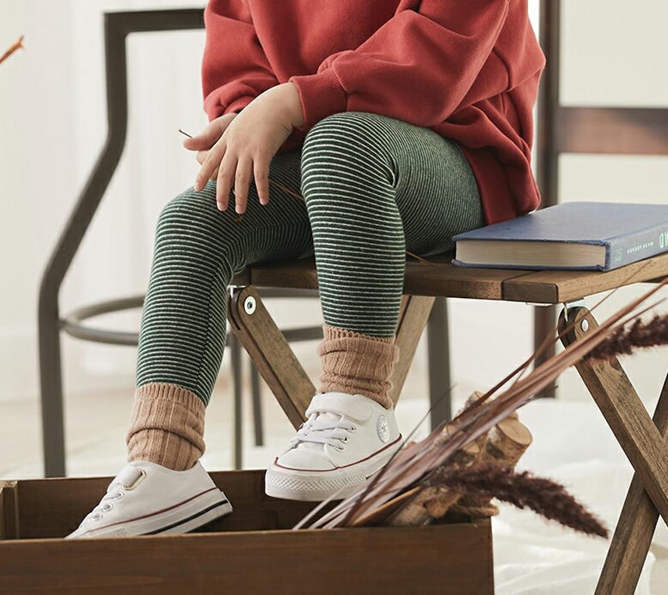 起毛ロゴウエストボーダーレギンス(junior)・u10712 キッズ【9~17才】【pt】【レギンス パンツ ズボン 長ズボン ボーダー柄 ロゴ 起毛 カジュアル ラフ 女の子 男の子 冬 韓国 韓国子供服 子供 こども 子供服 こども服】【KIDS】