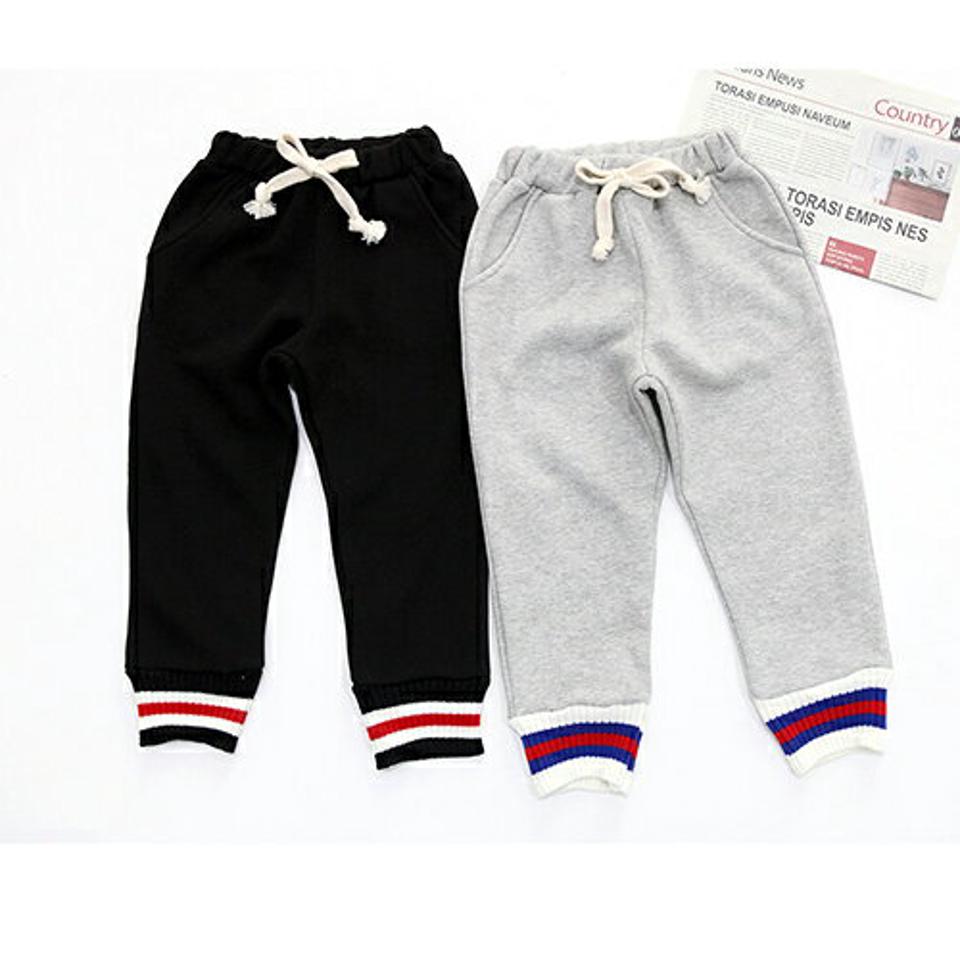 裏起毛ボーダーヘムパンツ・p010780 キッズ 【3~8才】【pt】【韓国 ファッション ボトムス パンツ ロング ウエストゴム スウェットパンツ アウトドア ジョガーパンツ 運動 お遊び 女の子 男の子 キッズ 子供服 幼稚園 通学 通園 低学年 秋 冬】【KIDS】