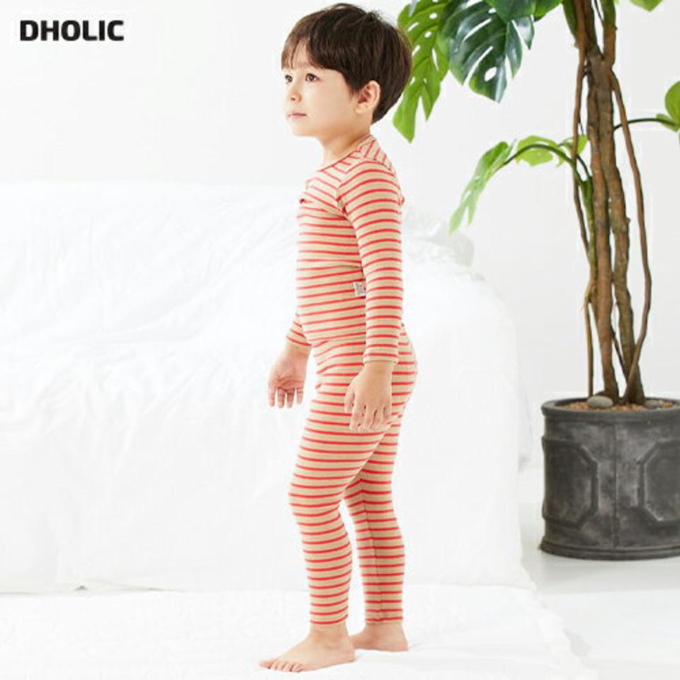 【キッズ30%OFF】ボーダールームウェア上下SET(kids)・u10735 キッズ 【3~8才】【uw】【韓国 ファッション パジャマ セットアップ スリム 細身 タイト Tシャツ パンツ 長袖 ロング インナー 下着 肌着 キッズ 子供 子供服 幼稚園 通学 通園 低学年 秋 冬】【KIDS】