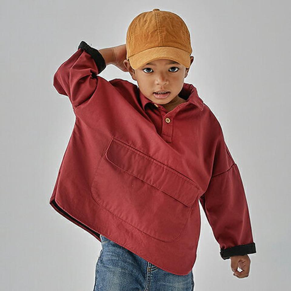 【キッズ30%OFF】裏起毛ポケットシャツ(kids)・u10696 キッズ 【3~8才】【bl】【韓国 ファッション トップス シャツ ハーフボタン 長袖 ルーズ ゆったり 無地 女の子 男の子 コットン100 アウトドア キッズ 子供 子供服 幼稚園 通学 通園 低学年 秋 冬】【KIDS】