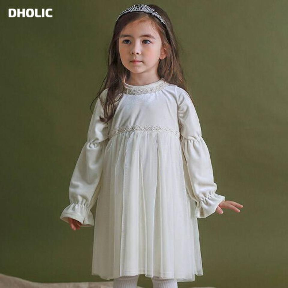 【キッズ30%OFF】ベロアチュールワンピース・p010636 キッズ 【3~8才】【ops】【韓国 ファッション ワンピース ミディワンピース ミディアム 長袖 チュール ベルベット 可愛い 発表会 お出かけ 撮影 女の子 キッズ 子供 子供服 幼稚園 通学 通園 低学年 秋 冬】【KIDS】