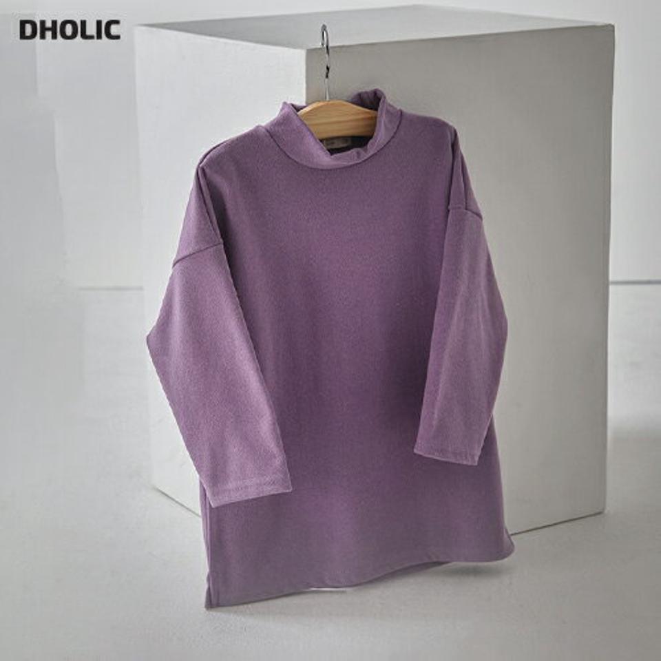 【キッズ30%OFF】ハーフネックソフトTシャツ(kids)・u10669 キッズ 【3~8才】【tops】【韓国 ファッション トップス Tシャツ カットソー 長袖 ルーズ ゆったり モックネック 無地　女の子 男の子 くすみ キッズ 子供 子供服 幼稚園 通学 通園 低学年 秋 冬】【KIDS】