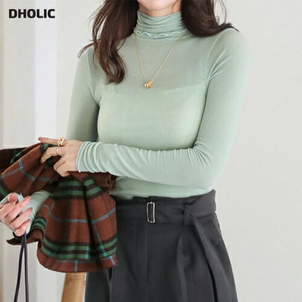 ウェーブタートルネックTシャツ・全5色・t65922 レディース 【tops】【トップス Tシャツ 長袖 タートルネック タートル 単色 無地 シンプル ウェーブ 大人 ロンT 秋 冬 韓国 ファッション】【ハイホリHIHOLLI】