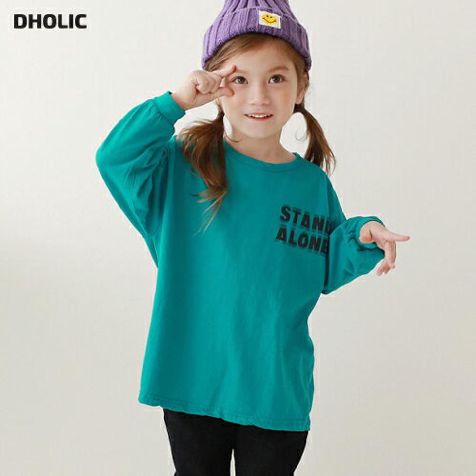 STAND ALONE長袖Tシャツ・p007809 キッズ 【3~8才】【tops】【韓国 ファッション トップス Tシャツ ラウンドネック 長袖 ロングスリーブ ルーズ ゆったり 女の子 男の子 ユニセックス ロゴ キッズ 子供用 幼稚園 通学 通園 小学生 春 秋 冬】【KIDS】