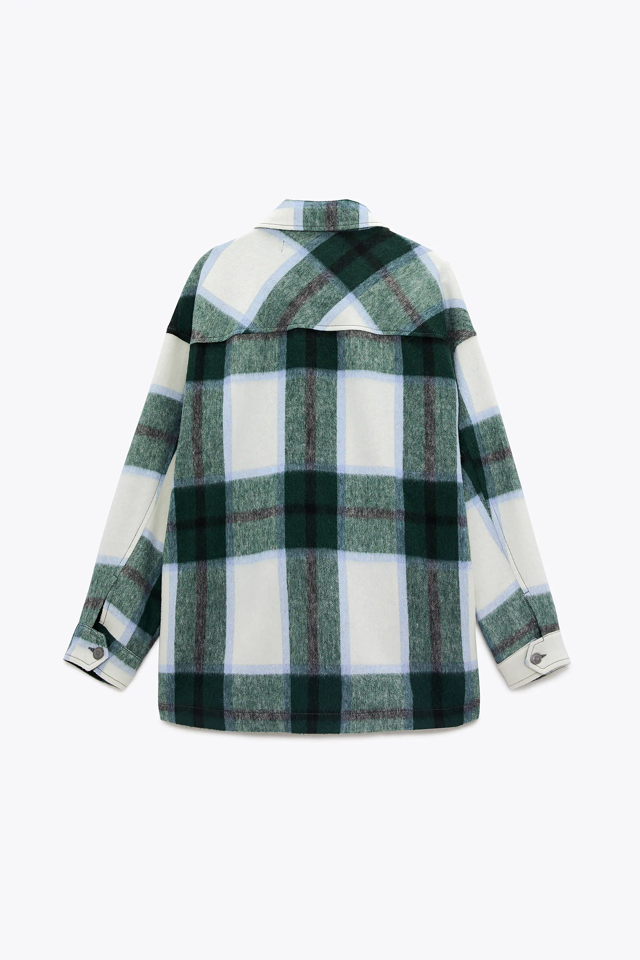 ウール混チェック柄シャツジャケット