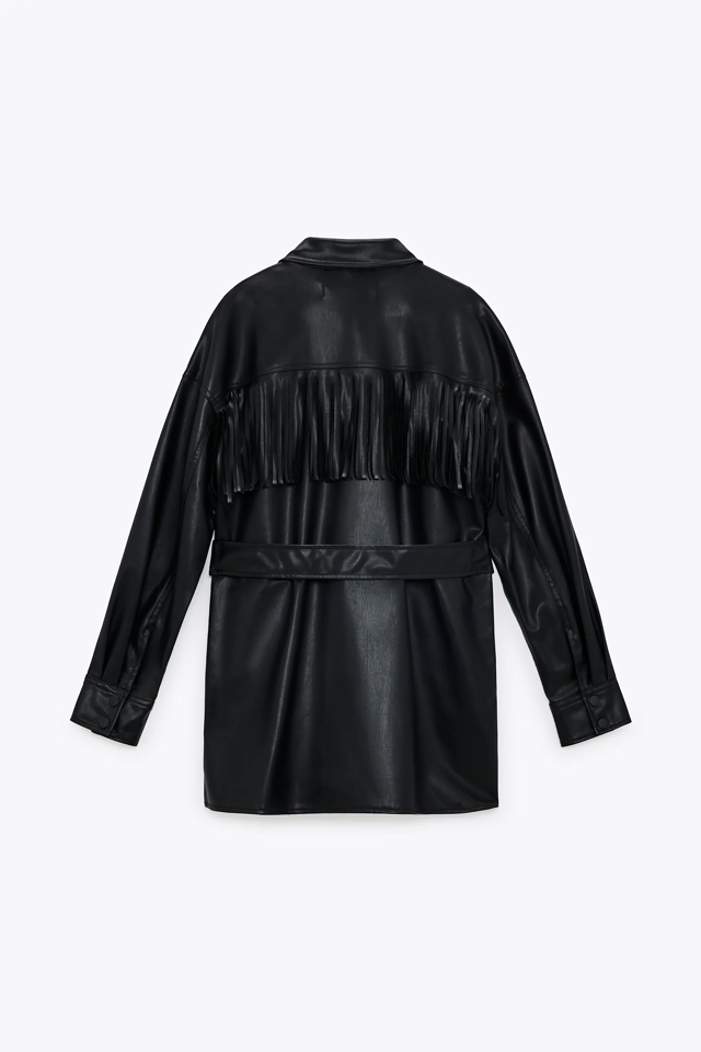 フリンジ ロングシャツジャケット