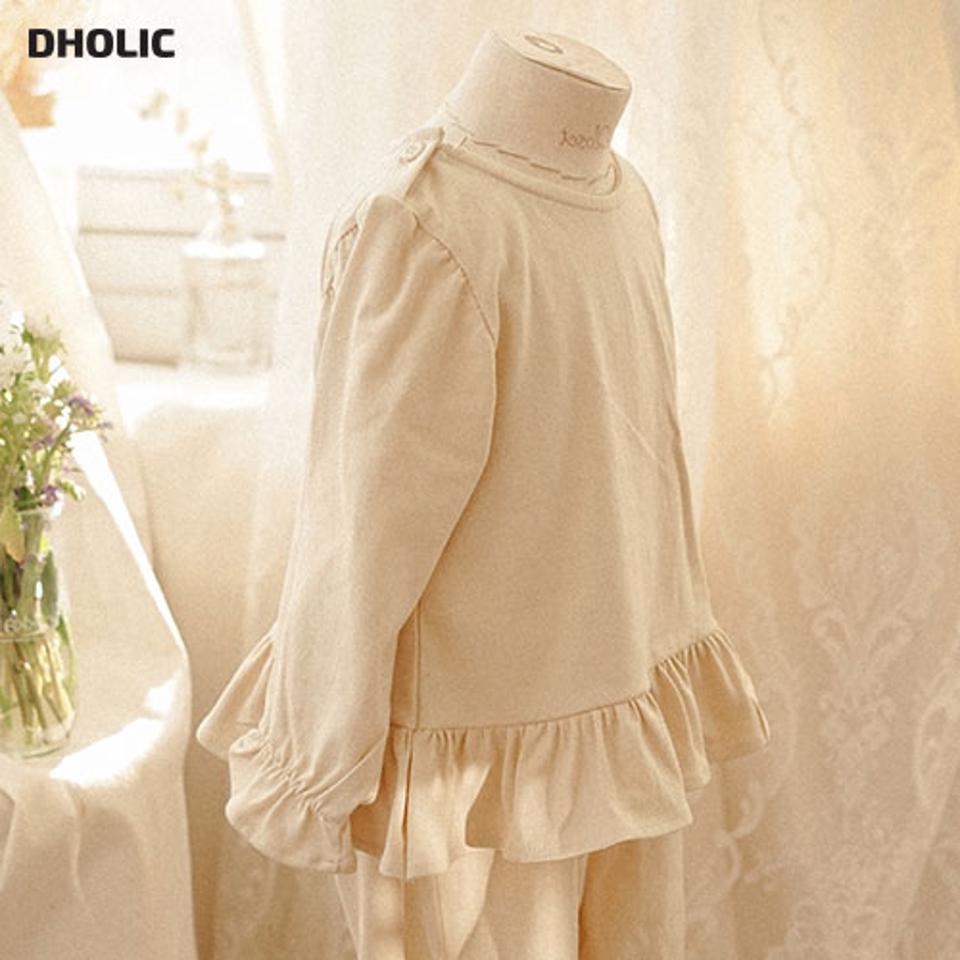 コットンフリルルームウェア上下SET・p010854 キッズ【0~2才】【uw】【ルームウェア パジャマ 部屋着 上下 セット set トップス 長袖 パンツ ズボン フリル 単色 無地 シンプル かわいい 女の子 韓国 韓国子供服 子供 こども 子供服 こども服】【KIDS】