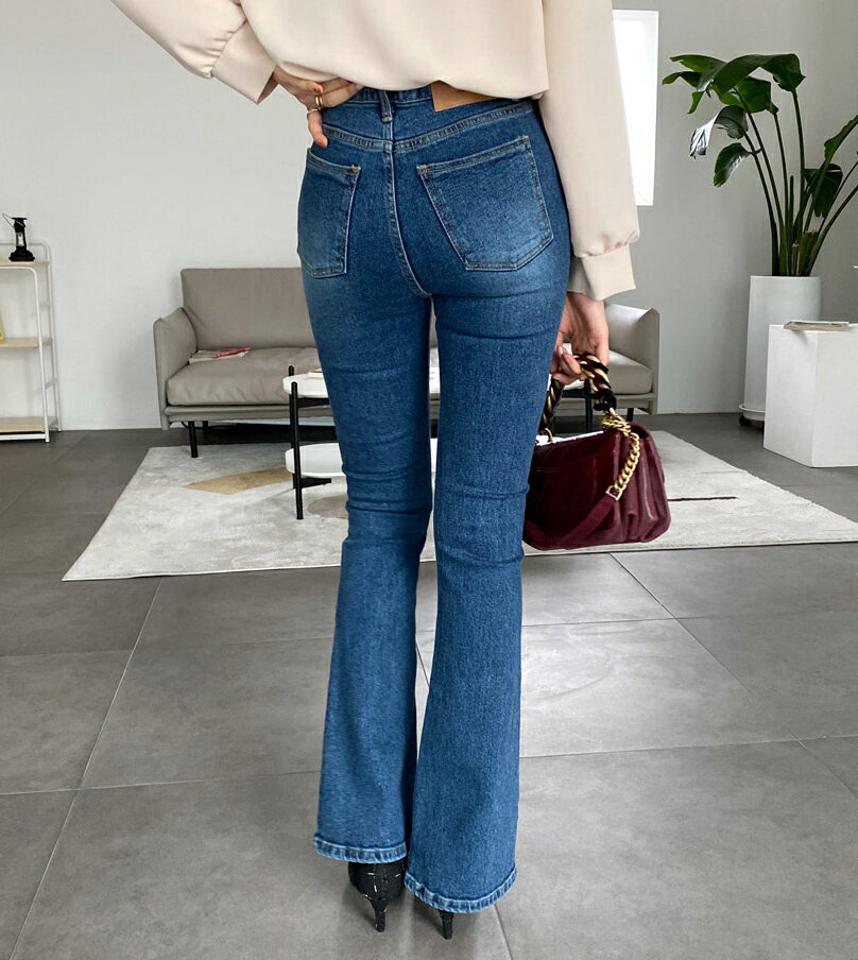 ブーツカットデニムパンツ・全2色・t62416 レディース 【pt】【韓国 ファッション ボトムス パンツ ロング ロングパンツ ハイウエストパンツ ブーツカットパンツ ボタン ファスナーポケット ベルトループ ブーツカット ハイウエスト カジュアル 秋 冬】