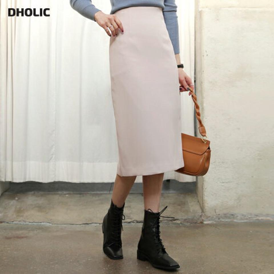 Hラインスカート・全4色・b64781 レディース 【sk】【韓国 ファッション ボトムス スカート ロング ロングスカート Hライン ファスナー付き バックスリット 無地 フェミニン ミディ ミディスカート 上品 デイリー カジュアル 秋 冬】