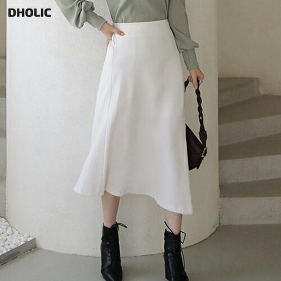 ラップ調フレアスカート・全3色・b66255 レディース 【sk】【スカート　ロング ロングスカート フレア フレアスカート ラップデザイン ラップスカート 単色 無地 フェミニン シンプル 秋 冬 韓国 ファッション】【ハイホリHIHOLLI】