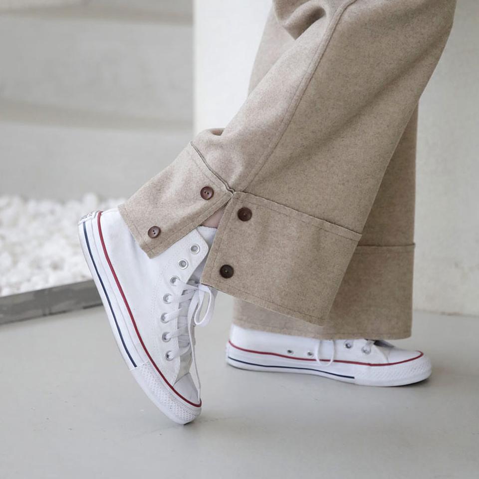 ボタンスリットヘムパンツ・全2色・b66261 レディース 【pt】【パンツ ズボン ロングパンツ スリット 単色 無地 シンプル カジュアル 大人 ワイド ストレート 秋 冬 韓国 ファッション】【ハイホリHIHOLLI】