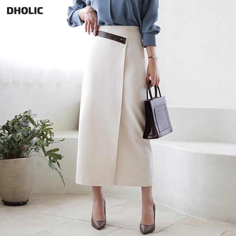 ストラップ付ラップスカート・全3色・t66256 レディース 【sk】【スカート ロング ロングスカート ラップスカート ラップデザイン モダン モード シンプル ストラップ 大人 きれいめ 秋 冬 韓国 ファッション】【ハイホリHIHOLLI】