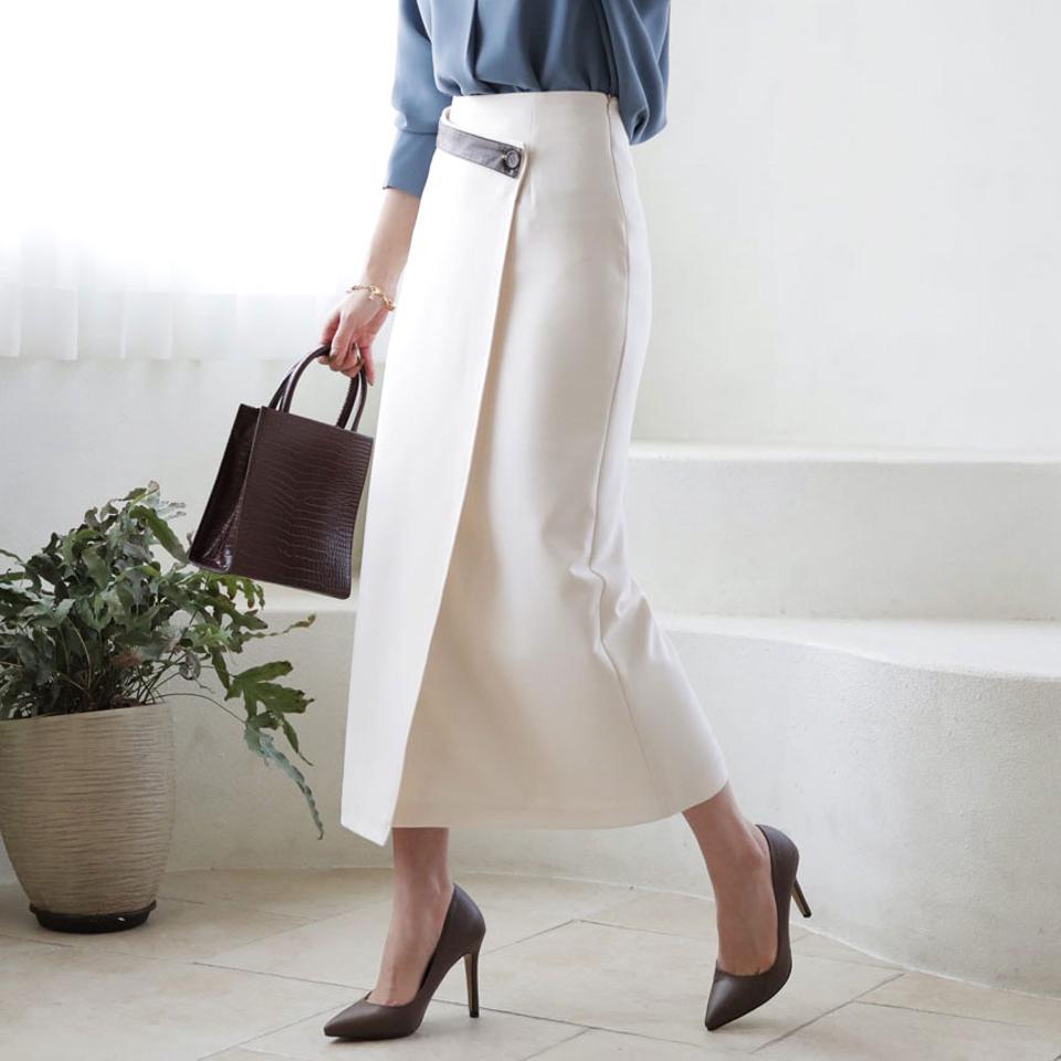 ストラップ付ラップスカート・全3色・t66256 レディース 【sk】【スカート ロング ロングスカート ラップスカート ラップデザイン モダン モード シンプル ストラップ 大人 きれいめ 秋 冬 韓国 ファッション】【ハイホリHIHOLLI】