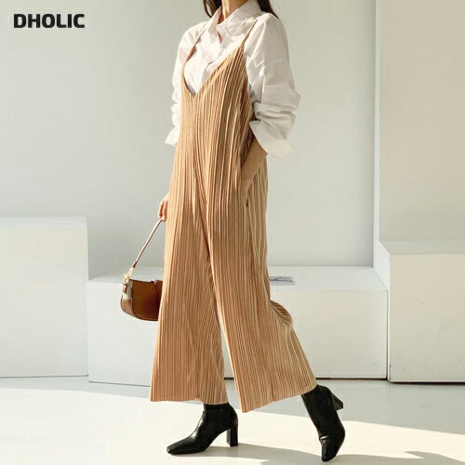 ベロアキャミオールインワン・全5色・t61409 レディース 【pt】【韓国 ファッション ボトムス パンツ ジャンプスーツ オールインワン Vネック ノースリーブ スリーブレス ワイド ルーズ ゆったり 体型カバー 無地 カジュアル 秋 冬】