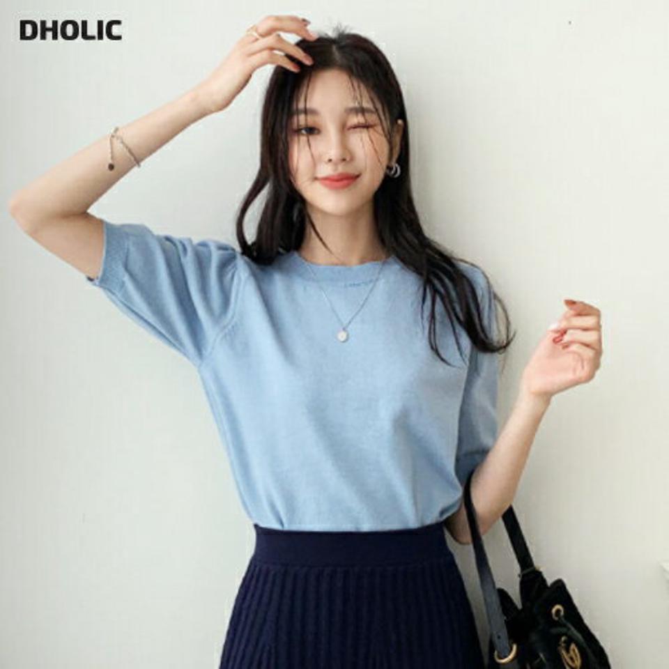 ショートスリーブニット・全6色・b56570 レディース 【tops】【韓国 ファッション トップス ニット 半袖 レイヤード ラウンドネック リブ リブニット 無地 デイリー ベーシック カジュアル カジュアル 秋 冬】