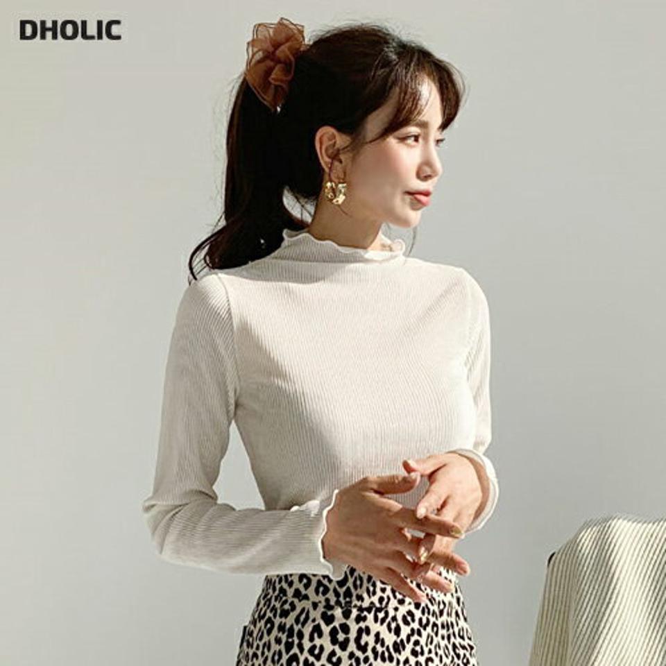 リブベロアハーフネックTシャツ・全4色・t61389 レディース 【tops】【韓国 ファッション トップス Tシャツ 長袖 ぼわん袖 リブ ベロア ハーフネック ハイネック 光沢 ハーフネック ウェーブ シンプル デイリー ベーシック ソフト カジュアル 秋 冬】