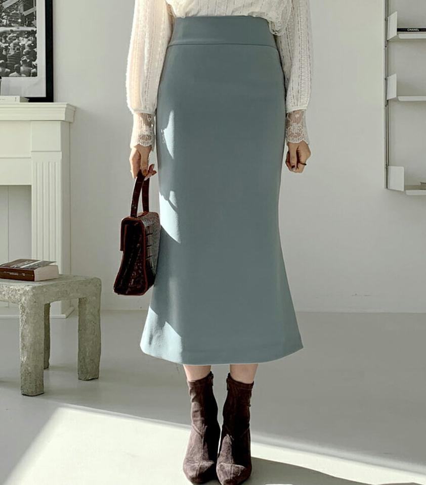 スリムマーメイドスカート・全4色・t56587 レディース 【sk】【韓国 ファッション ボトムス スカート ロング ロングカート マーメイド スリム スリット ウエストゴム スカート 体型カバー スリム 上品 デイリー カジュアル 秋 冬】